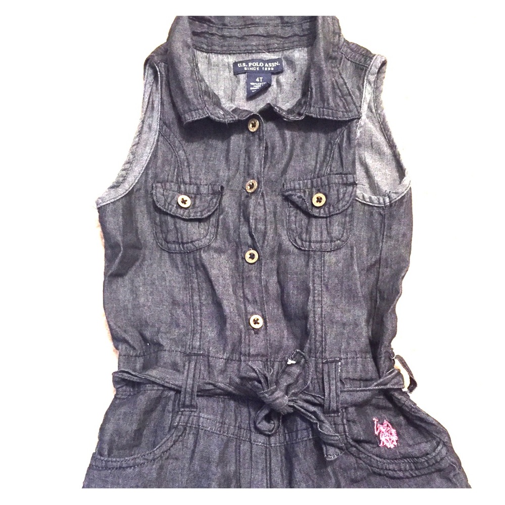 US Polo Assn. Jean Romper - Size: Girls 4T (NWOT)